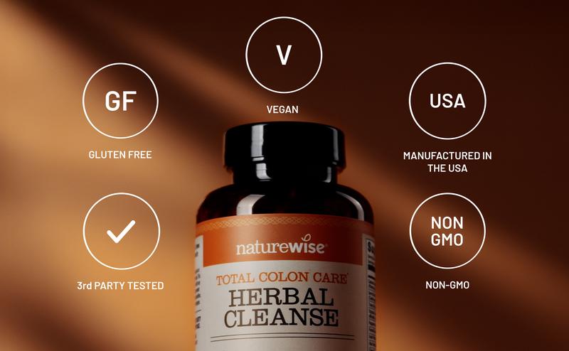 NatureWise Total Colon Care - Herbal Cleanse - For Digestion Support - Debloat Supplement -  With Prebiotics, Botanicals, & Antioxidants - for Regular Bowel Movement, Digestion, Gut Health - Vegan, Gluten-Free, Non-GMO