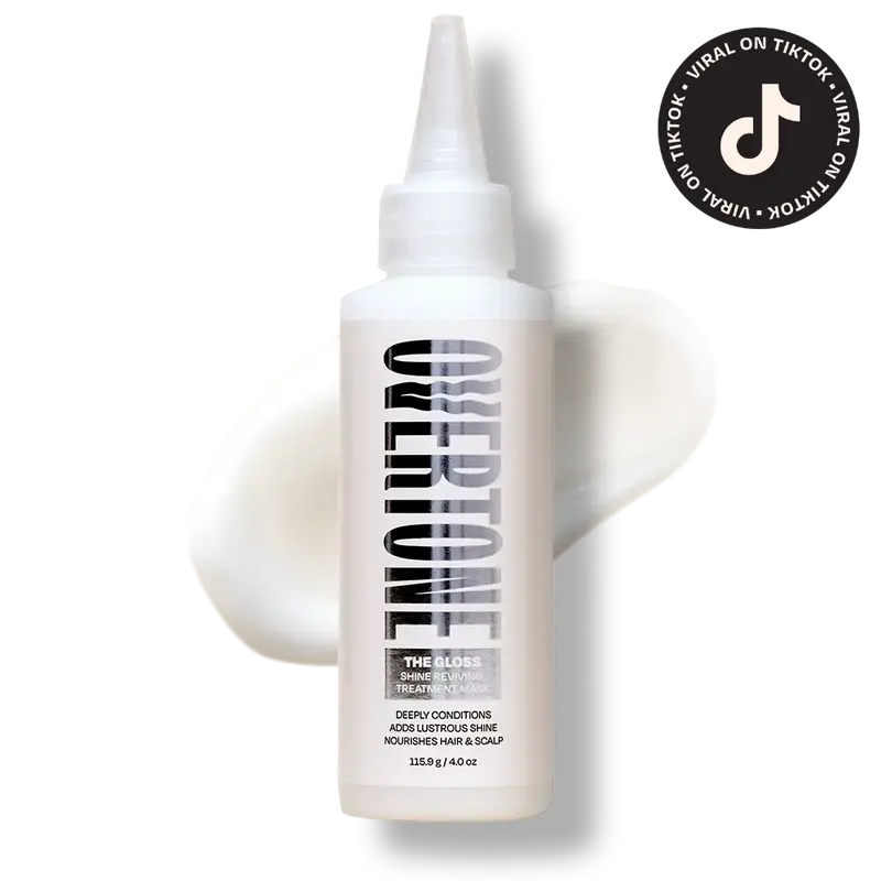 oVertone The Gloss Shine Reviving Hair Mask - 4oz Plant-Based Deep Conditioning Haircare Cream with 18 Plant Oils, Floral, Botanical Extracts, Cruelty-Free, Vegan for Dry, Color-Treated Hair (Frizz Control, Moisture Shine)