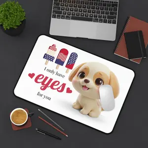Cute Puppy 'I Only Have Eyes For You' Desk Mat | Patriotic Popsicle Accent