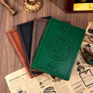 CAGIE Vintage Pattern Bible Study Journal Notebook A5 with Soft Leather Cover grimoires  tarot cards Lined Inner Paper 144 Sheets Trendy School Supplies Perfect Summer Gifts for Home Offices Valentines Day Gift