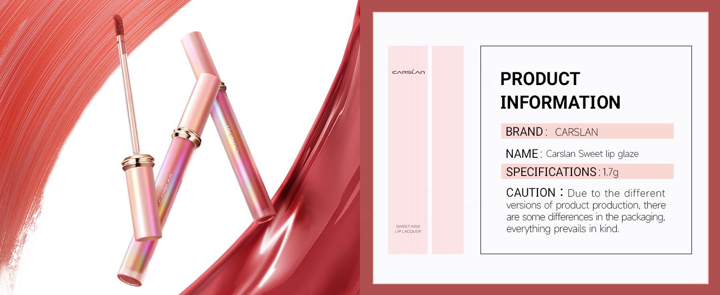 CARSLAN Matte Liquid Lipstick Long Lasting Highly Pigmented Lip Color Make Up For Women Lightweight Smooth Summer Full Coverage Lipgloss Makeup Carlan Sweet Kiss Smudgeproof