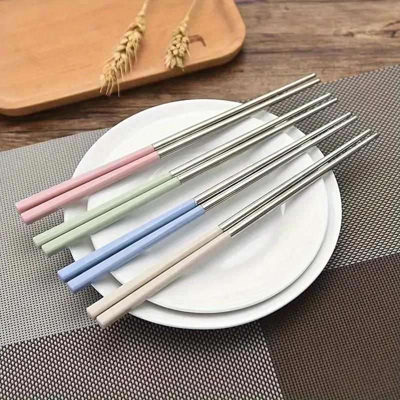 Stainless Steel Chopsticks, 4 Pairs Reusable Non-slip Chopsticks, Dishwasher Safe Chopsticks for Kitchen Home, Restaurant, Dinner Party, Kitchenware, Utensils