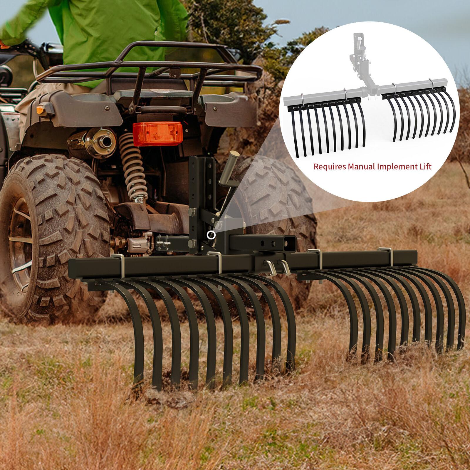 YITAMOTOR ATV/UTV Landscape Rake Implement for Removal of Rock, Grass Clumps and Debris Fits for YITAMOTOR ATV/UTV Manual Implement Lift
