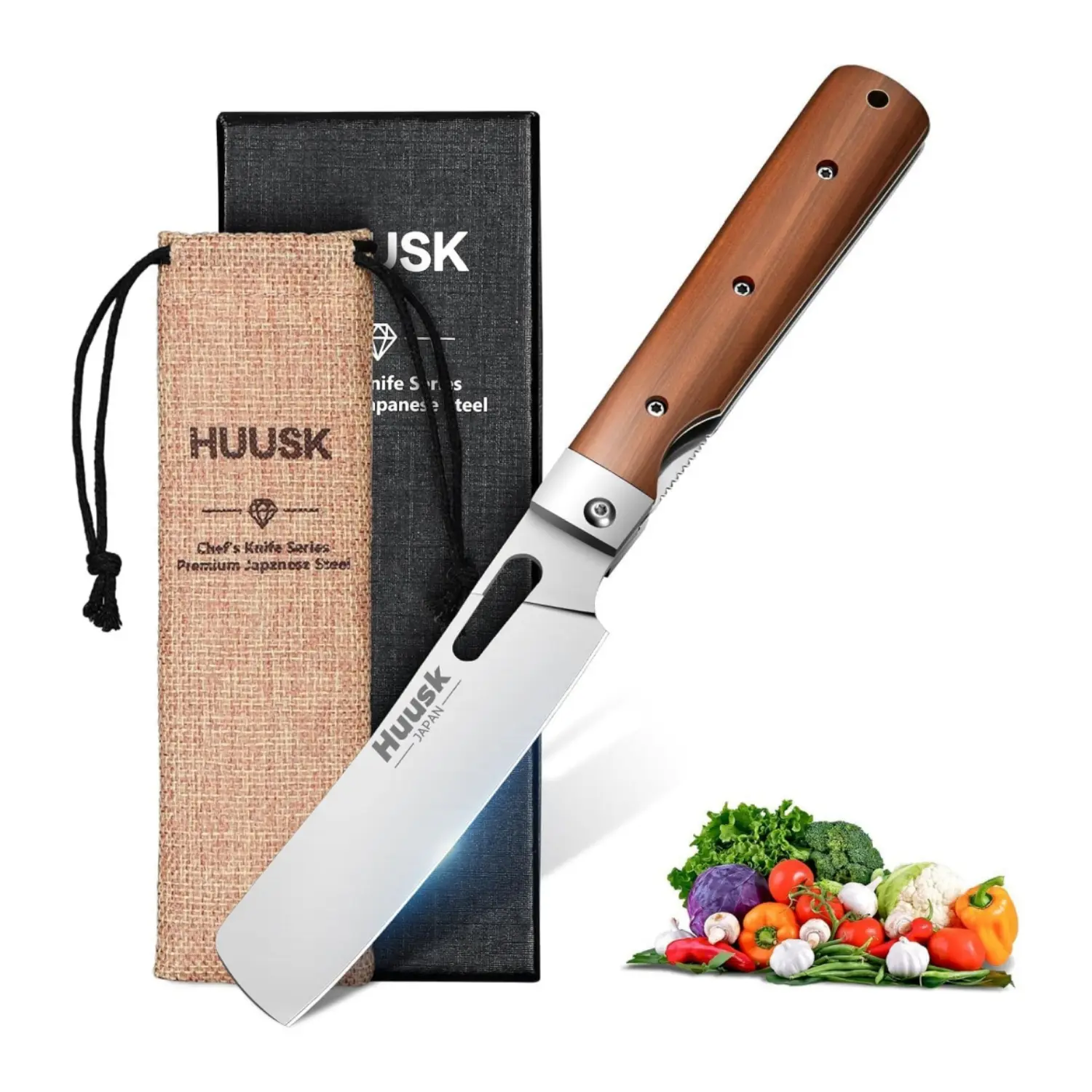 Handmade Cocobolo Wooden Compact Fold Kitchen Knife - Travel Kitchenware, Fruit Knife for Meat Prep, Outdoor Cooking Essential, 12-Month Warranty, 30-Day Free Return Gift for Outdoor Enthusiasts