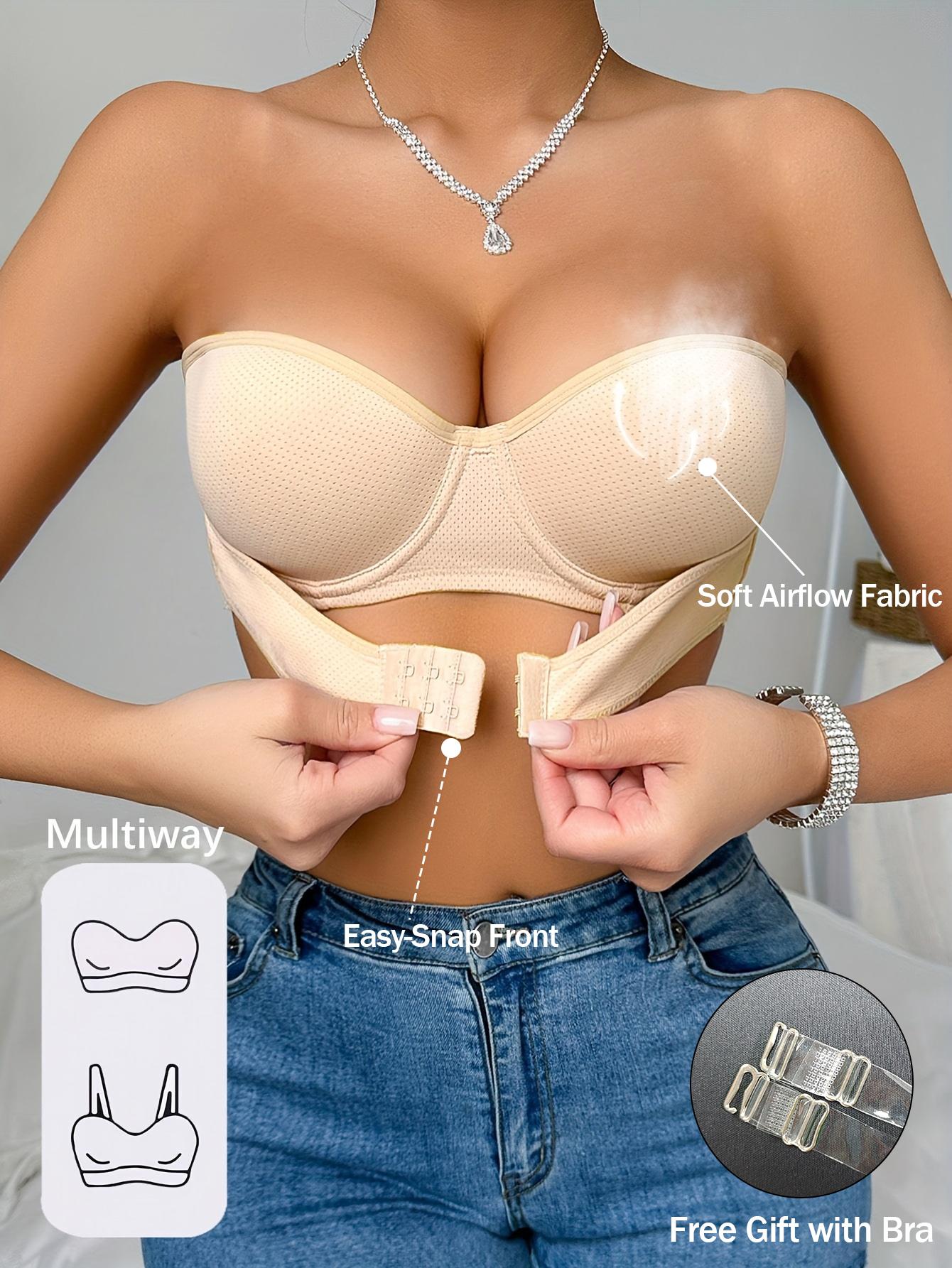 1/3PCS Strapless Anti-Sagging Bra Set - Front Closure Boost Lift, Back Closure, Non-Slip Stay-Put, Minimalist Style | Perfect for Wedding Season & Special Occasions