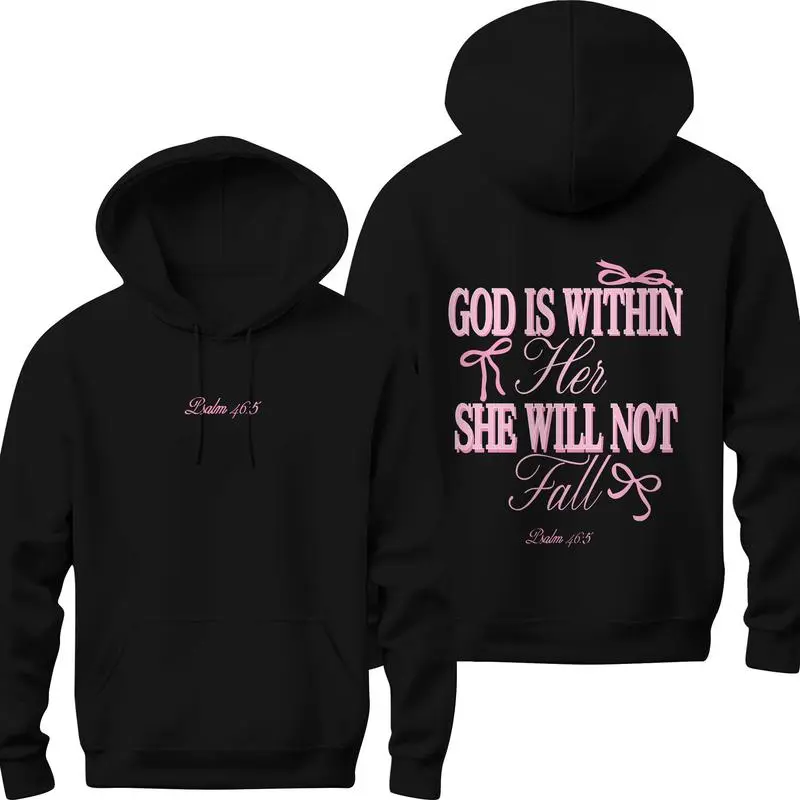 Pink Christian Hoodie God Is Within Her She Will Not Fall Coquette Christian Hoodie Jesus Hoodie Christian Sweatshirt Christian Bible Verse  T-shirt, sweater and Hoodie