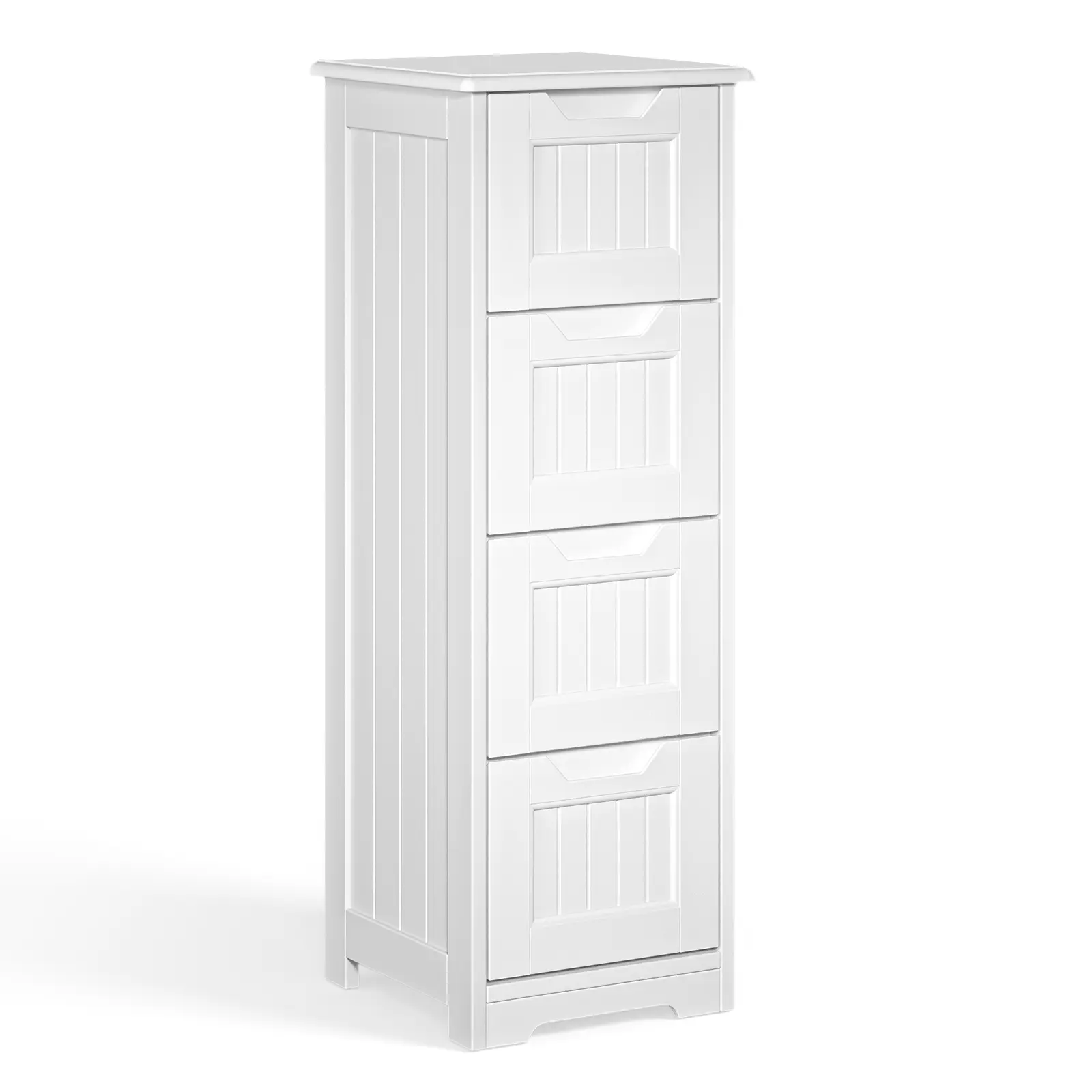 Gizoon 33-in Modern Wood Home Storage Cabinet - Stable Furniture for Small Spaces, 11"d x 11"w x 33"h Freestanding Floor Organizer with Drawers, White Painted Indoor Cupboard (110lbs/20-25kg) for Bathroom, Hallway, Storage Organization