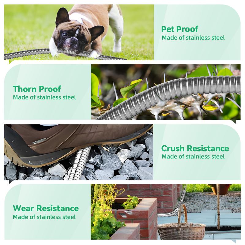 Garden Hose 50/100 ft Metal - Stainless Steel Water Hose Flexible Heavy Duty Garden Hose Collapsible and No Kink Water Pipe Home Nozzles Adjustable Durable Outdoorfun Garden Hose 50/100 ft Metal - Stainless Steel Water Hose Flexible Heavy Duty Garden Hose Collapsible and No Kink Water Pipe Home Nozzles Adjustable Durable Outdoorfun