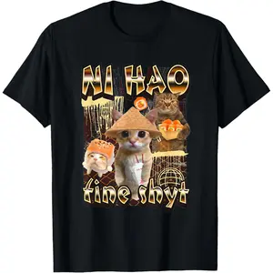 Ni Hao Fine Shyt Cat Sushi Meme T-Shirt