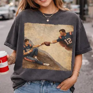 Funny New England QB Shirt, Brady and Maye Inspired Football Tee, Legend and Rookie Gameday Top, Retro 90s Style Football Graphic