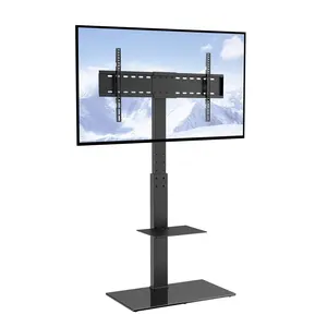 VEVOR TV Stand Mount,  , Swivel Tall TV Stand for 32 to 85 inch TVs, Height Adjustable Portable Floor TV Stand with Tempered Glass Base for Bedroom, Living Room