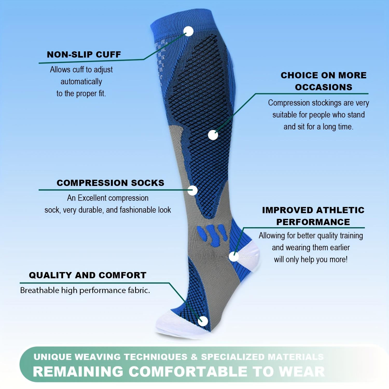 4-Pack Men's and Women's Compression Socks, Ideal for Outdoor Activities Such As Basketball and Football, Perfect for Running, Traveling, Cycling, and Sports