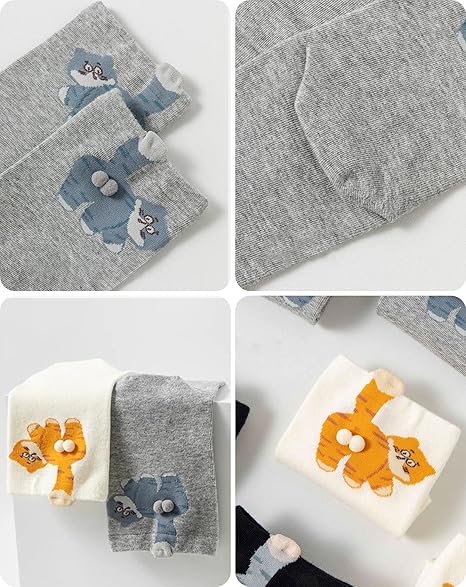 3 Pairs Cute 3D Cat Socks with Balls for Women & Girls Crazy Novelty Animal Socks Silly Matching Couple Socks for Casual Wear & Special Occasions