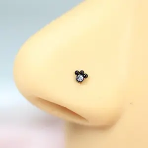 Dainty Paw Nose Stud in Gold Silver Rose Gold and Black with Crystal Accents for Stylish Ear Piercings