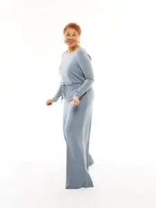 CURVY  BLUE GREY CUTE & COMFY JUMPSUIT