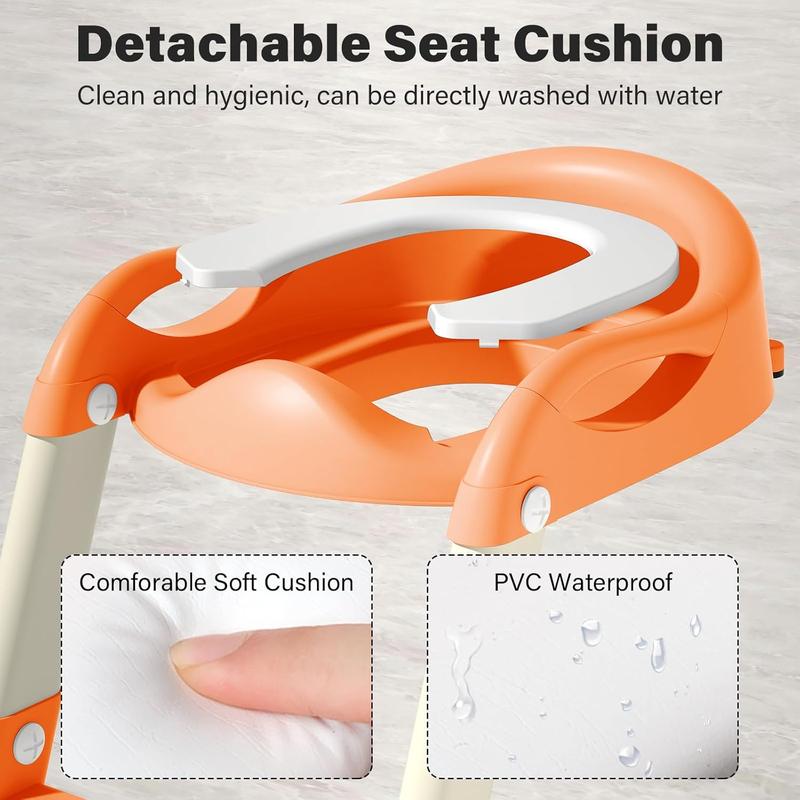 Potty Training Seat with Step Stool Ladder for Toddlers – Comfortable, Safe & Adjustable Toilet Trainer for Boys & Girls, Anti-Slip Pads, Easy Climb Design, Grey, Toilet Trainer for Kids, Potty Training Ladder for Bathroom, Non-Slip Kids Toilet Seat