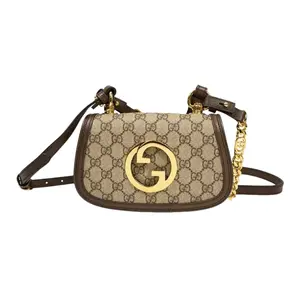 Pre-owned GUCCI GG Supreme Canvas Crossbody Bags Blondie Flap Chain Beige CPUSP0130