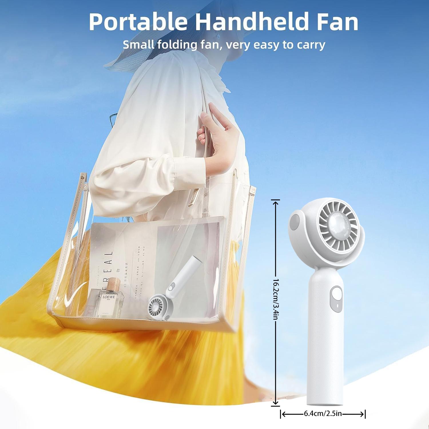 Portable Fan, USB Rechargeable Handheld Mini Fan, Handy Multifunction 3 Speed Hanging Fan,Wearable Personal Fan for Indoor Outdoor Sports & Travel
