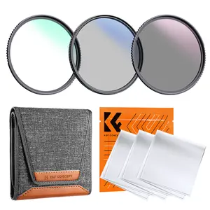 【K&F CONCEPT】  UV/CPL/ND Lens Filter Kit (3 Pieces)-18 Multi-Layer Coatings, UV Filter + Polarizer Filter + Neutral Density Filter (ND4) + Cleaning Cloth+ Filter Pouch for Camera Lens (K-Series)