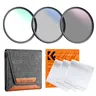 K&F CONCEPT 3-Piece Multi-Coated Optical Glass Camera Lens Protection Kit - 18-Layer Coatings, UV + Polarizer + ND4, Cleaning Cloth, Filter Pouch, Camera Lens Accessories (K-Series), Full Kit, Uv Filter, Polarizer Filter