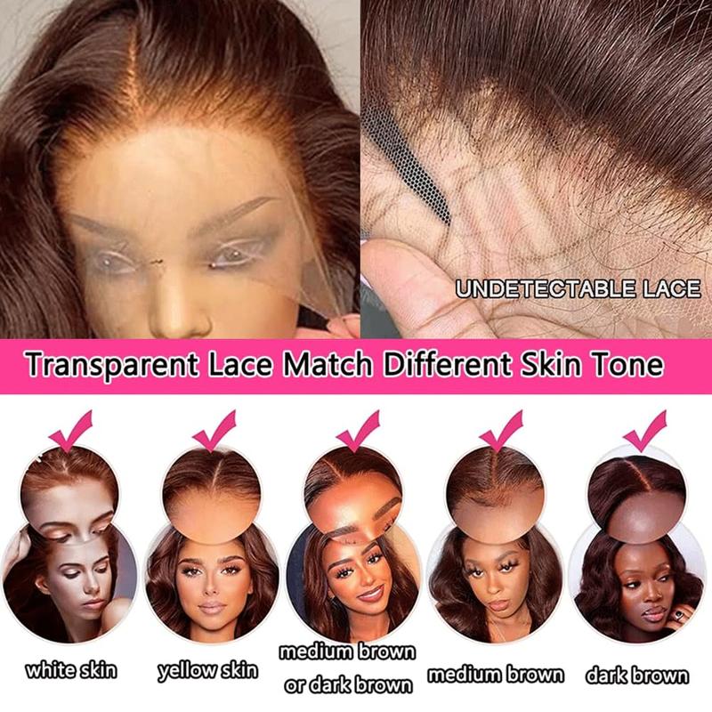 Bling Hair 12~34inch 13x4 Chocolate Brown Straight Lace Front Human Hair Wigs Brazilian Body Wave Pre-plucked 13x4 Transparent Lace Frontal Wig For Women