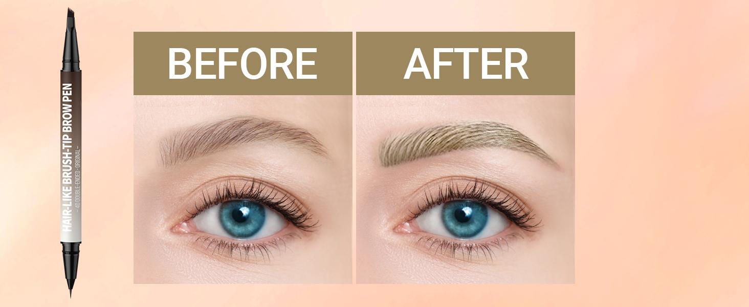 iMethod 4D Brow Pen, 2-in-1 Eyebrow Pencil with Waterproof Microblading and Dual-Ended Eyeliner Brush for Natural Brow Makeup and Eyelash Line