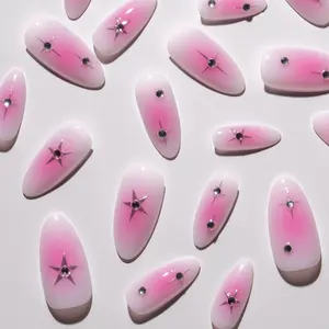 Lost Angels - Statements Gel Press-On Nail Extensions, French Tip Almond Shape, Medium Length, Nail Art Design, Vegan Cruelty Free