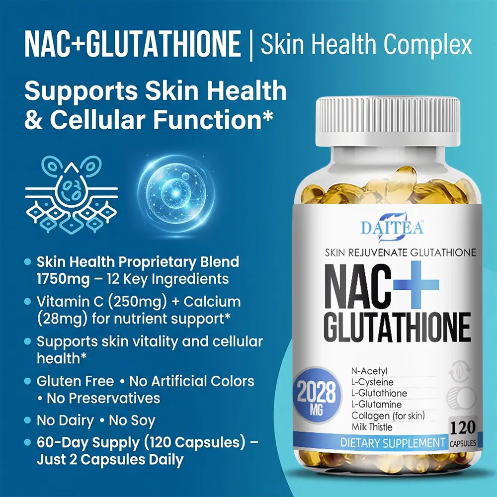 Daitea NAC+Glutathione Health Supplement,Supports Liver Health and Skin Health,120 Capsules - TikTok Shop Daitea NAC+Glutathione Health Supplement,Supports Liver Health and Skin Health,120 Capsules - TikTok Shop