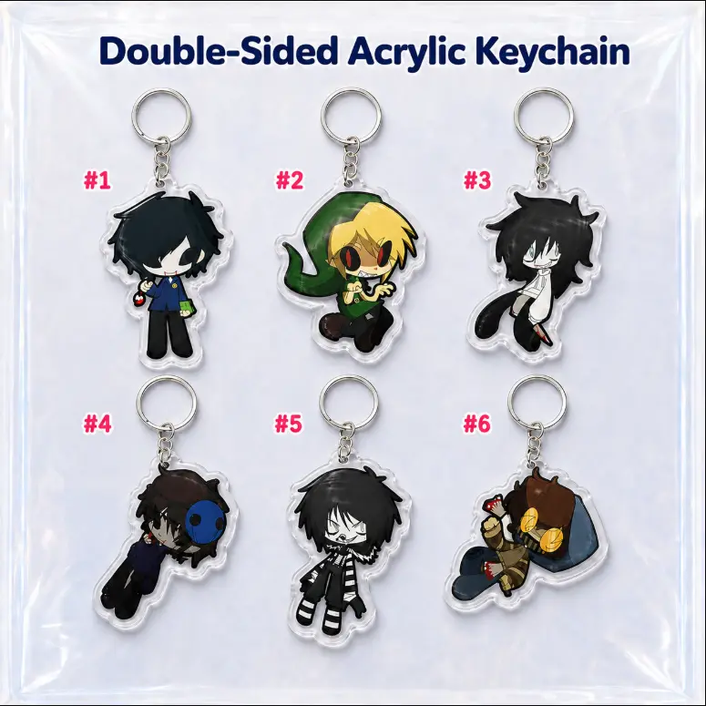 CREEPYPASTAS Acrylic Keychains - Horror Chibi Charms Featuring Jeff the Killer, Slenderman & More, Cute, Durable, And Perfect For Bags, Keys, Or Gifts. Great For Daily Use Or As Thoughtful Little Gifts For Your Friends And Yourself.