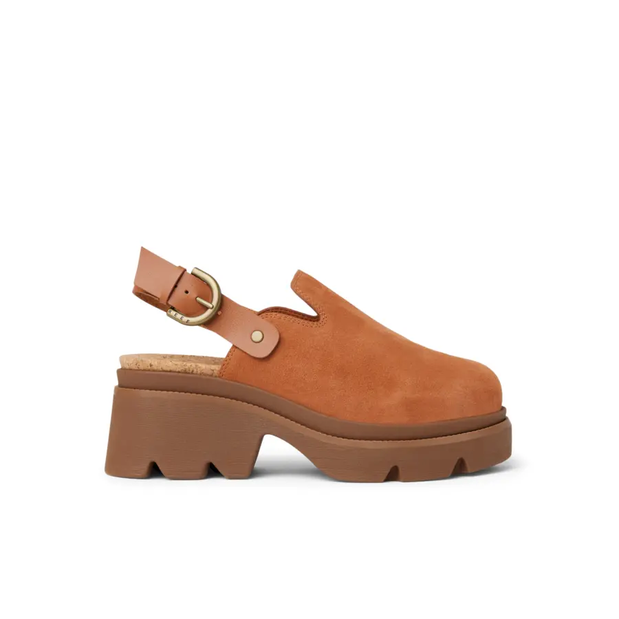 REEF Women's Vista Luxe Solene Brown Genuine Suede Leather Clogs - Adjustable Strap, Closed Toe, Elevated Platform, Day Night Wear Casual Shoes