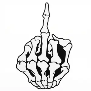 Skull Skeleton Bone Middle Finger Flipping Off Car Decal Sticker Premium Quality Waterproof Sun Resistant Glossy Finish Easy Installation Great Gift Idea