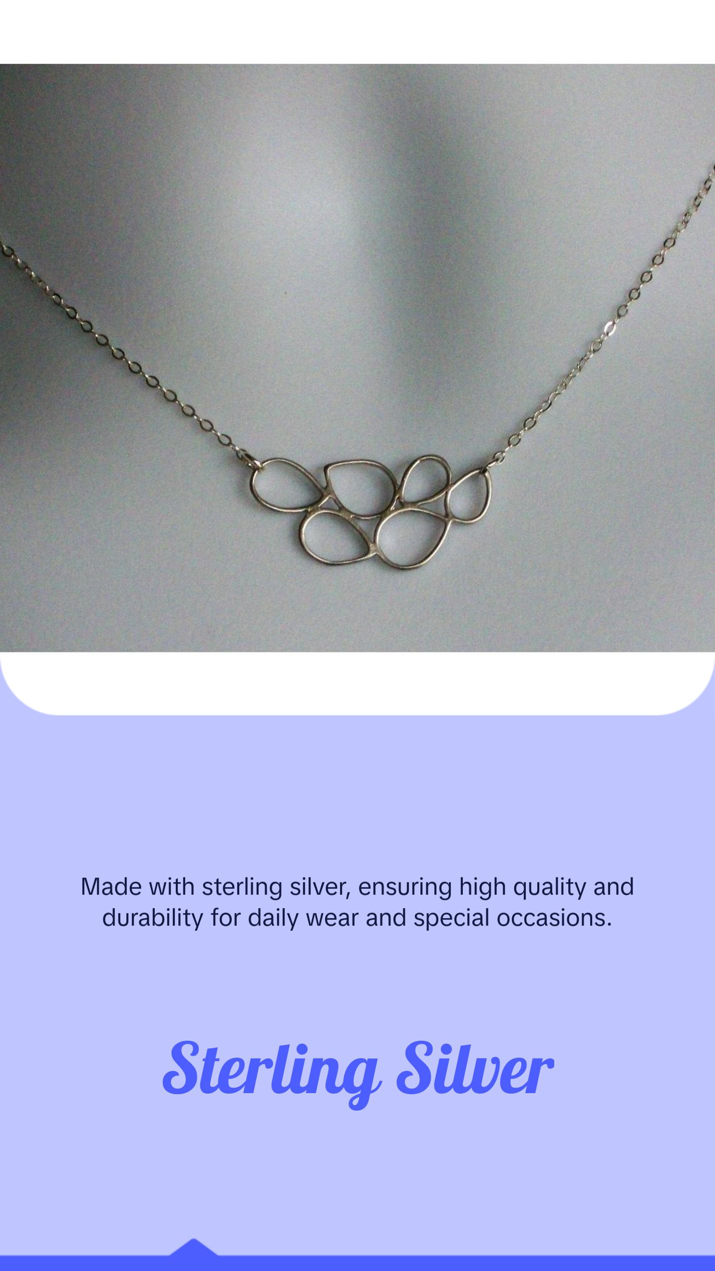 Geometric Circle Necklace - Silver Geometric Necklace, Sterling Silver Necklace, Valentines Day, bridesmaid gifts, grey, silver, white