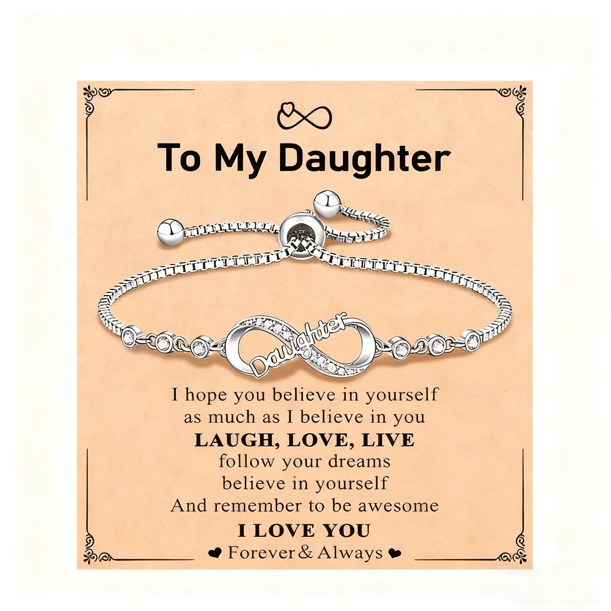 Infinity Love Heart Bracelets for Women Girls Birthday Christmas Valentine's Day Jewelry Gifts for Mom Daughter with Inspirational Message Card