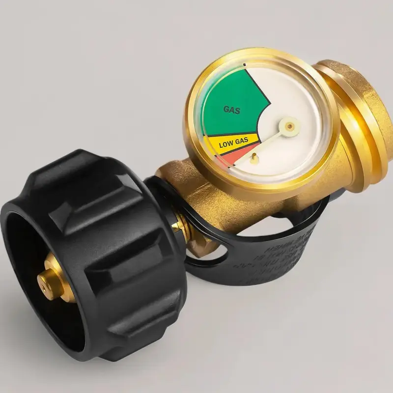 Sol Luma Universal Propane Tank Gauge - QCC1 Type 1 Connection, 5-40 lb LP Tank Compatibility, Solid Brass Level Indicator, Accurate & Easy-to-Read Dial, Weather Resistant Monitor for Barbecues, Camping, RV Use