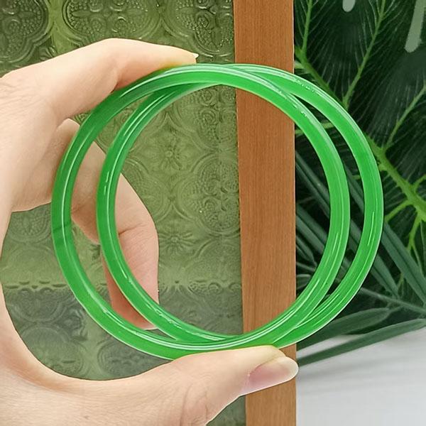 Jade Skinny Bangles Set By CICIDC Set Of 2Stackable Jade Bangles Bracelets Everyday Jade Jewelry Christmas,Thanksgiving,Birthday Gift For Her