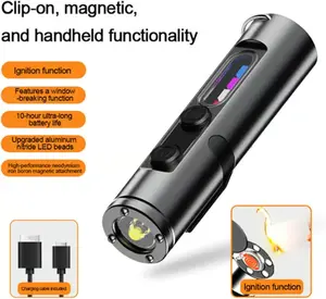 Pocket-sized rechargeable EDC multi-functional flashlight: 500 lumens mini keychain flashlight with window breaker and three-color side lights, perfect for camping and everyday carry.