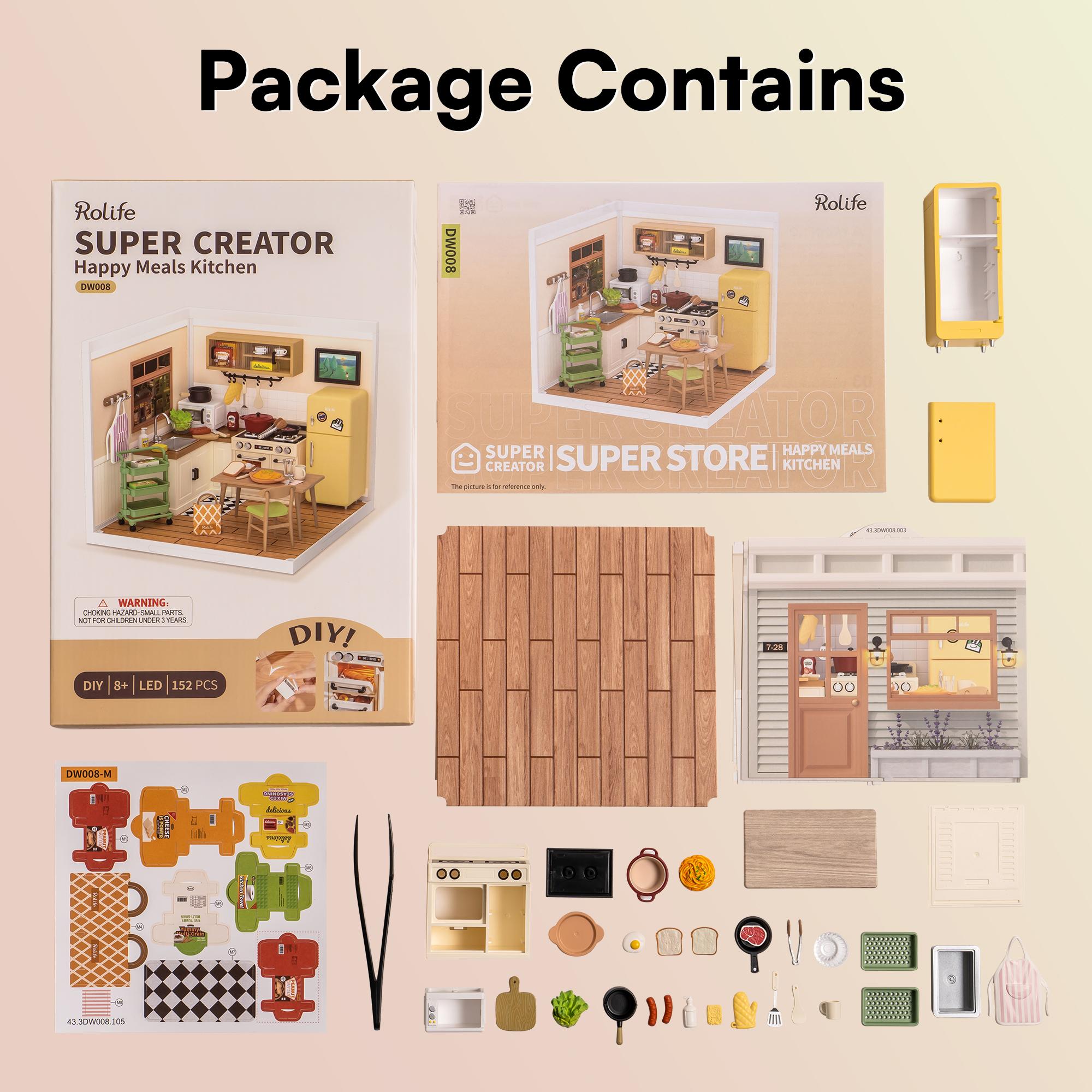 Rolife DIY Miniature Dollhouse Kit Super Store Series Plastic Building Blocks Kits Mini Dollhouse Plastic Tiny Room Craft Hobby Decent Gifts