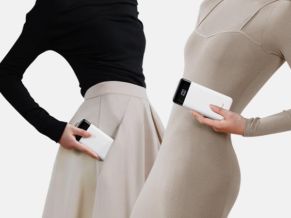 Charmast 10000mAh Portable Charger with Built-in Cables, Slim Power Bank with 6 Outputs & 3 Inputs, 6A Fast Charging Travel Battery Pack for Phones and Tablets