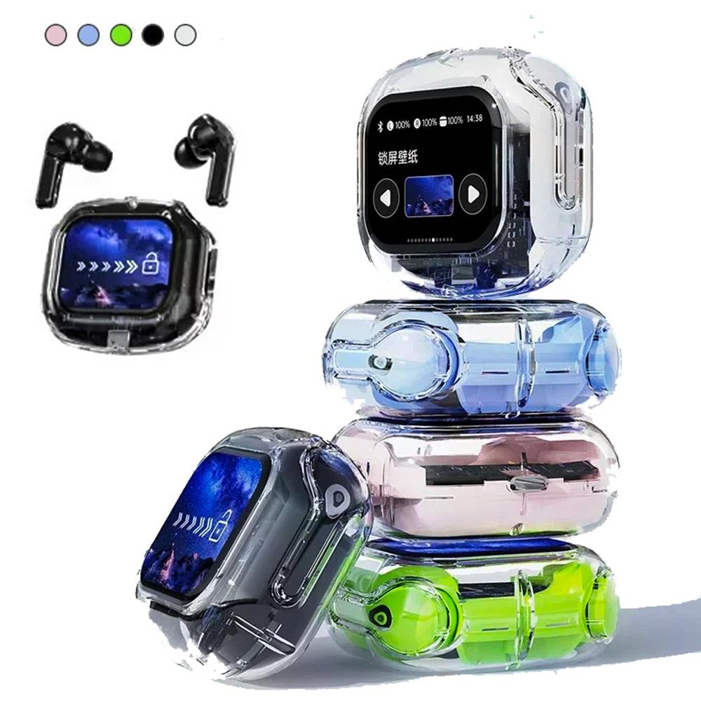 Wireless Bluetooth compatible earphones, smart touch color LCD screen, TWS earbuds, HIFI noise cancelling stereo earphones