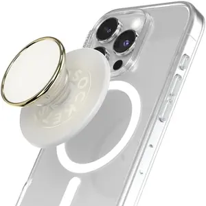 with Kickstand Magnetic Stand Swappable Top Secure Hold for iPhone MagSafe Cases Phone & Tablet Grip Cute PopSockets Enamel Coconut Crème