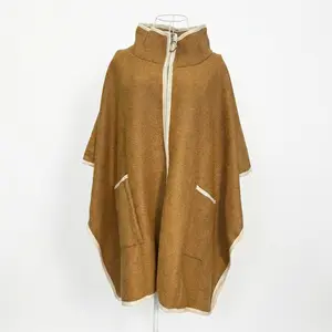 Vselectstudio #4 Hooded Poncho Cape Shawl Wrap Zipper Cape Coat Soft Warm Blanket Shawl Solid Color Hooded Scarf Poncho for Women Cozy Fall Winter Fashion Cape Jacket with Pockets for Daily Wear Travel Outdoor Outfit