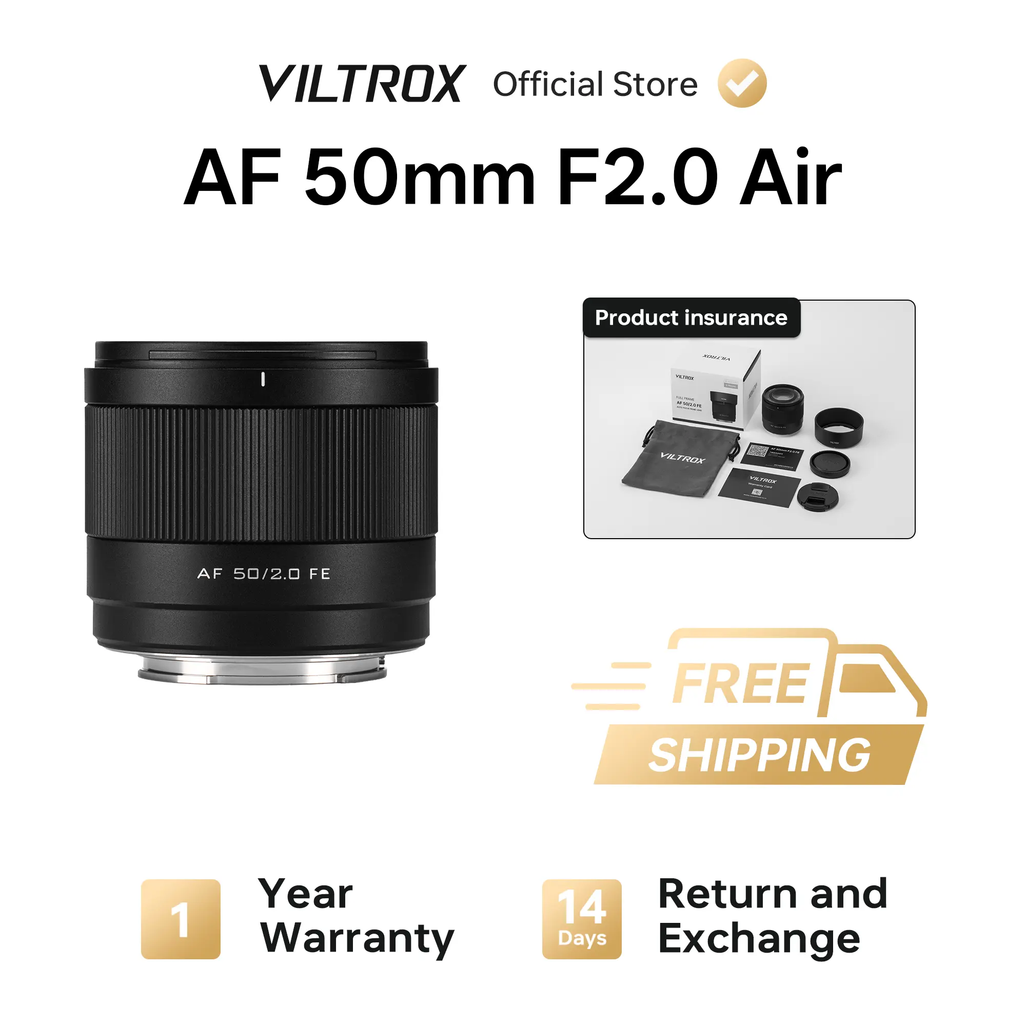 Viltrox Auto Focus 50mm F2.0 Air Full-Frame Camera Lens - Lightweight Build, Low Distortion, Large F/2.0 Aperture, Compatible with Nikon Z-Mount, Sony E-Mount for Street Photography, 50Mm Lens, Af 50Mm F2.0