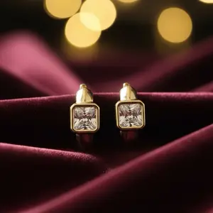 Elegant Gold-Tone Padlock Earrings with Cubic Zirconia Accents for Women's Fashion Jewelry