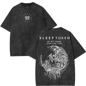Sleep Token Flowers Heavy Metal Gothic Y2K Oversized Music graphic tees Acid Washed Tshirts, otg clothes sleep token merch  men gifts Cotton Fabric