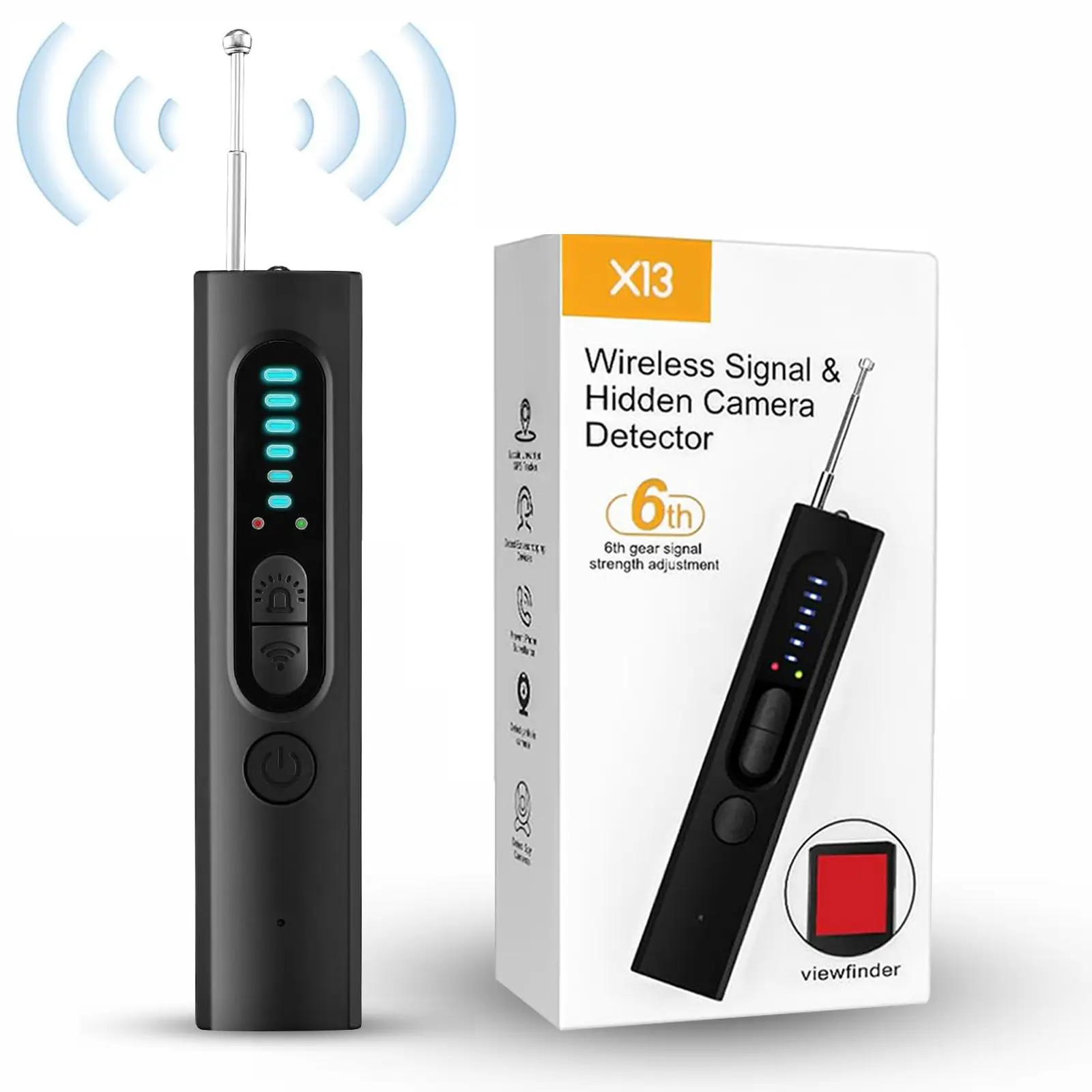 Hidden Camera Detectors, AI-powered Spy Camera Detector, Car GPS Tracker detector, Bug Detector, RF Signal Detector, Listening Device Detector, 6 Levels Sensitivity, 4 Detection Modes, 30H Working Time for Travel, Car, Bathroom, Office, Mother's Day Gift
