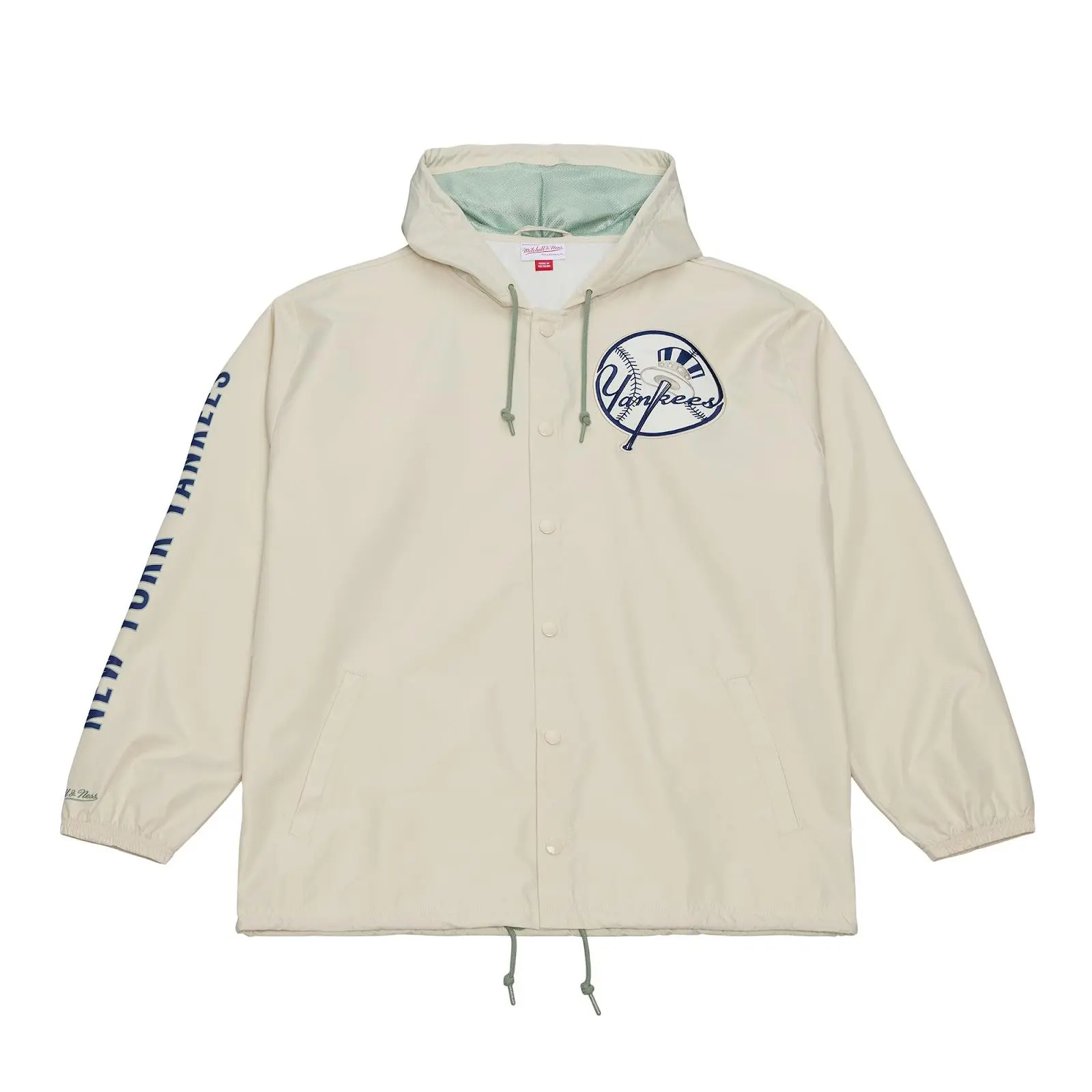 Mitchell & Ness Men's Derek Jeter New York Yankees Cream Yacht Rock Full-Snap Hooded Windbreaker Jacket - Fleece Sleeve, Casual, Ribbed Hem