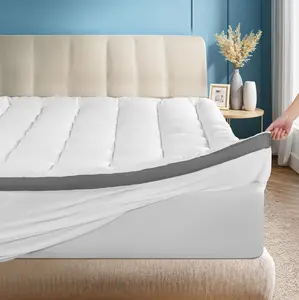 Shilucheng Ergonomic Supportive Memory Foam Mattress Topper, Breathable Quilted Mattress Pad with Cooling Cover, Fits All Mattress Sizes 6–18 Inch Deep Pocket