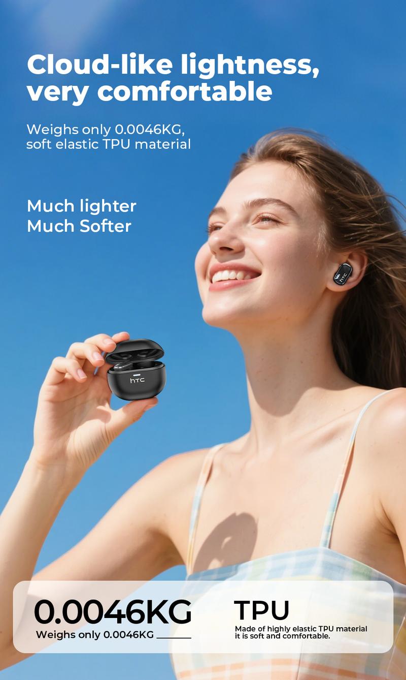 HTC NE16 Wireless Earbuds Bluetooth 6.0 Earphones Waterproof Wireless Earphones, Suitable for Office, Sports, Study and Audio Calls | Built in Microphone In Ear Earbuds, Gaming Bluetooth Headphones