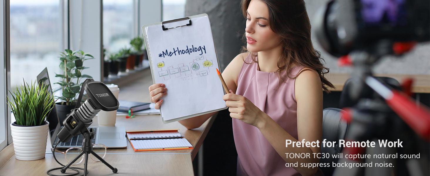 TONOR TC30&TC777 Pro Cardioid Condenser Microphone with Shock Mount, USB Type-C to USB-A Cable, Pop Filter, and Foldable Mic Tripod for PC & Laptop Use