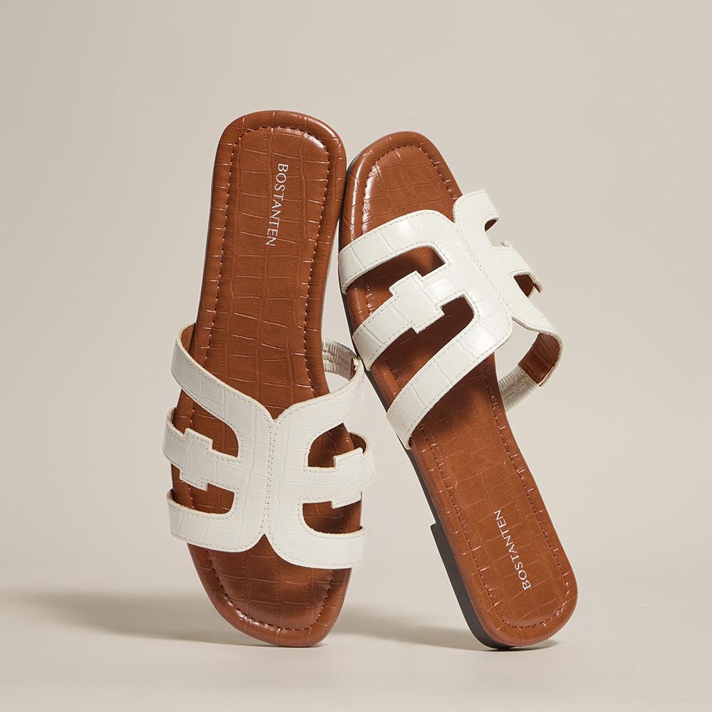 Bostanten Women's Dressy Flat Sandals With Soft Leather Slippers,Wide Width Lightweight Womens Sandals